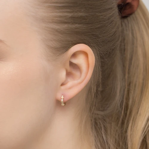 Złote kolczyki kółeczka kreolki cyrkonie serduszka Soledo K-GW-619-585 marko
