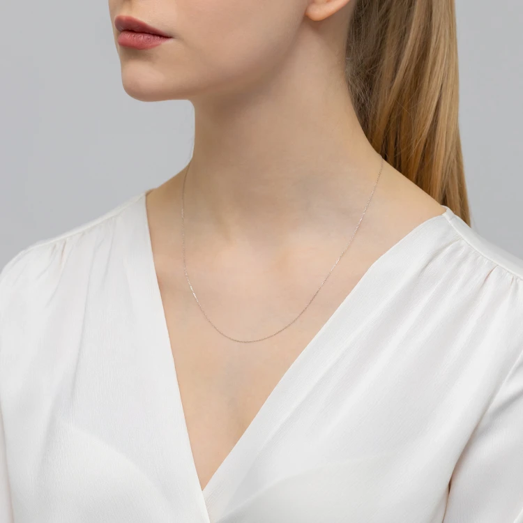 Łańcuszek z białego złota ankier diamentowany pr.585 L006-585 marko 50cm