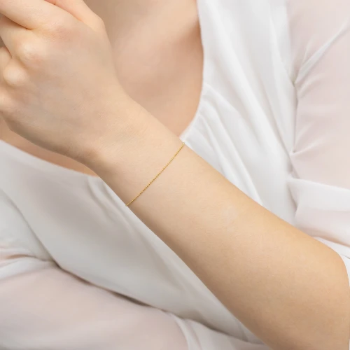 Złota bransoletka łańcuszek diamentowana kulka  B088-585 marko