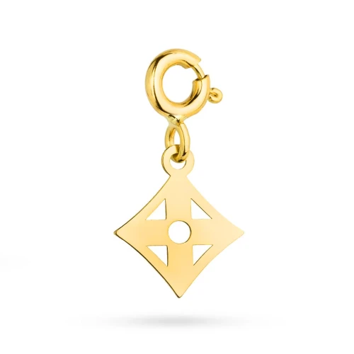 Złota zawieszka romb ze zdobieniem Charms