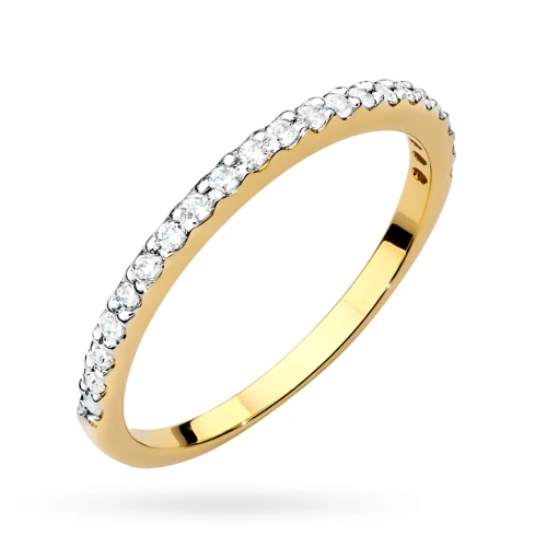 Złoty pierścionek obrączka 21 brylantów 0,18ct Galaktyki