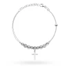 Srebrna bransoletka Charms z zawieszkami krzyżyk koraliki B530-925-S modelka