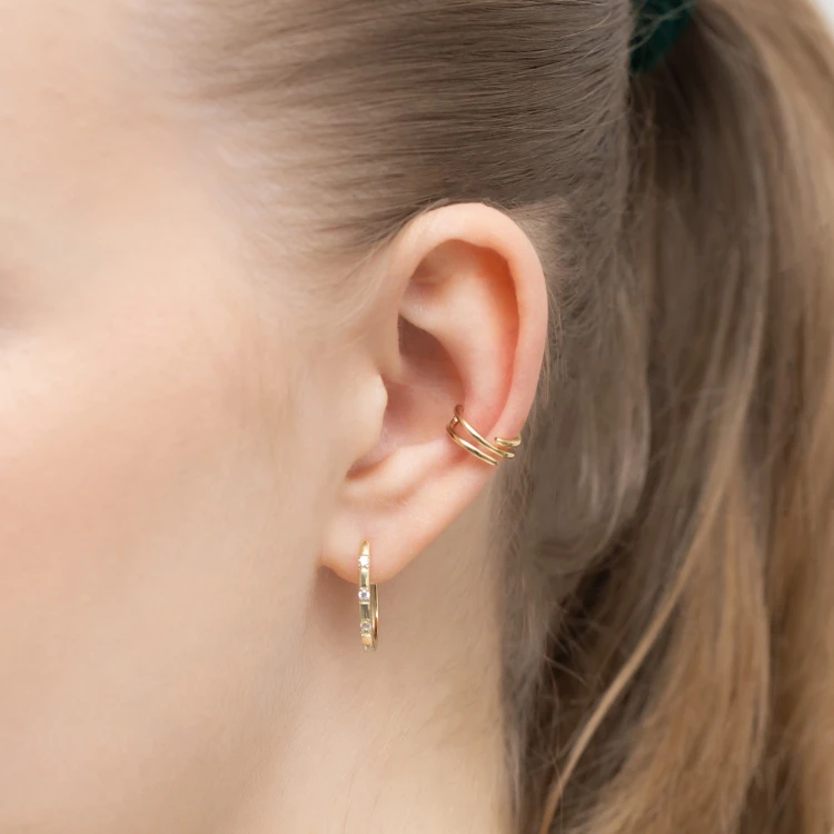Pozłacany srebrny kolczyk nausznica fake piercing spiralka Supreni K450-925-Z marko