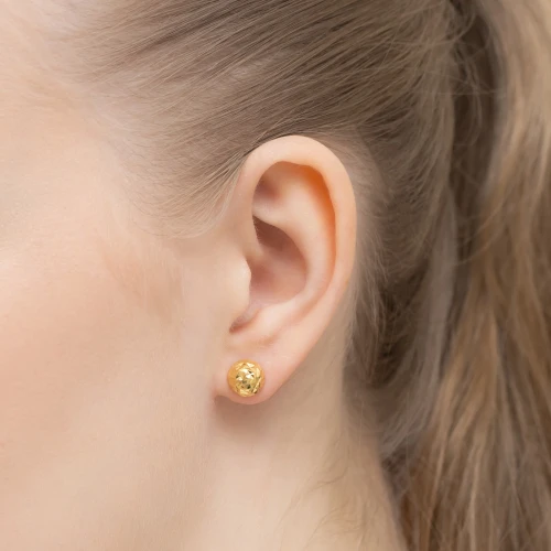 Pozłacane klasyczne kolczyki wkrętki diamentowane kulki 8mm Jeso