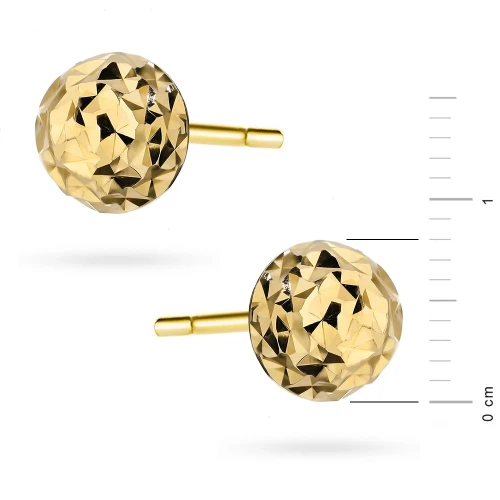 Pozłacane klasyczne kolczyki wkrętki diamentowane pół kulki 8mm Jeso K1475-925-Z marko