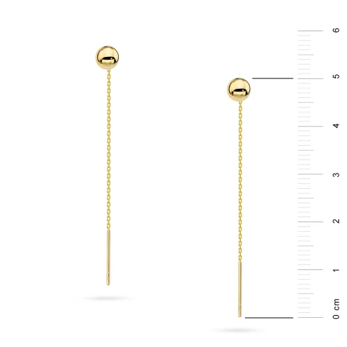Złote kolczyki wiszące łańcuszek kulki 4mm przewlekane  K390-333 marko
