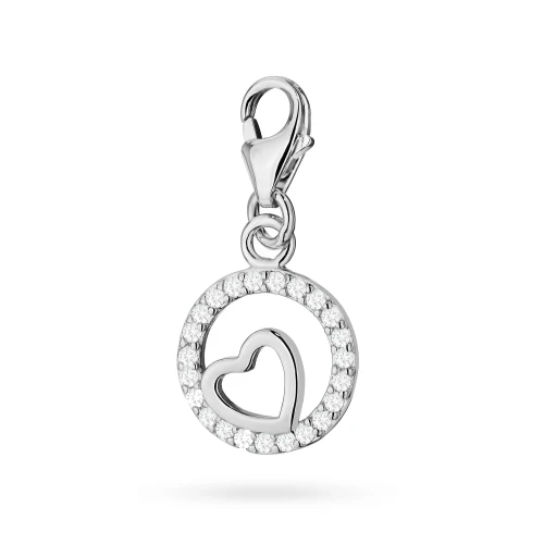 Srebrna zawieszka serce w kole cyrkonie Charms Z677-925-BS marko