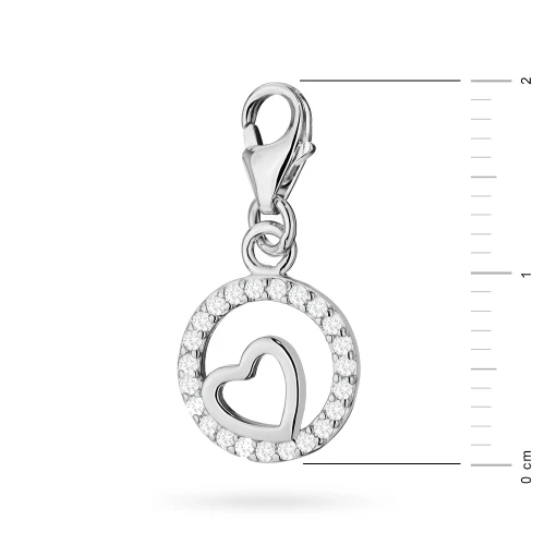 Srebrna zawieszka serce w kole cyrkonie Charms Z677-925-BS marko