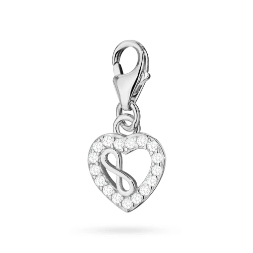 Srebrny wisiorek serce z symbolem nieskończoności cyrkonie Charms Z675-925-BS marko