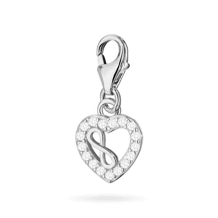 Srebrny wisiorek serce z symbolem nieskończoności cyrkonie Charms Z675-925-BS marko