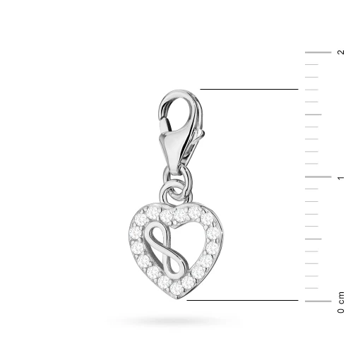 Srebrny wisiorek serce z symbolem nieskończoności cyrkonie Charms Z675-925-BS marko