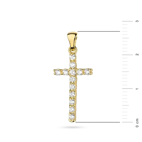 Złoty krzyżyk zawieszka 585 wysadzana brylantami 0,39ct