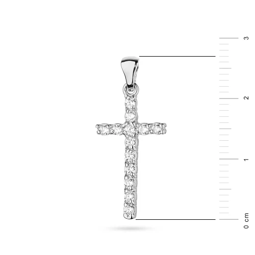 Krzyżyk zawieszka z białego złota 585 wysadzana brylantami 0,39ct