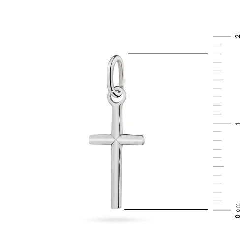 Złoty krzyżyk minimalistyczny w białym złocie próba 585