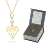 Złoty komplet naszyjnik zawieszka perełka diament brylant Iluvia Z663-585-L039