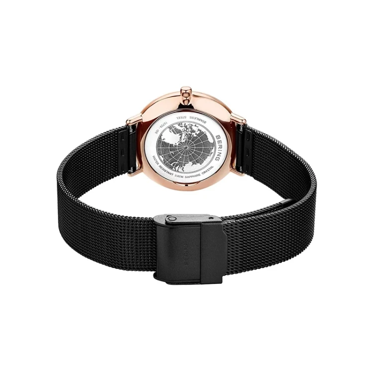 Zegarek damski Bering Classic 15729-166 czarna bransoleta mesh MARKO