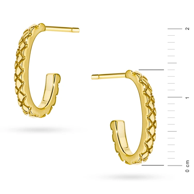 Pozłacane kolczyki przecinki półkola na sztyft diamentowane Supreni K1251-925-Z marko