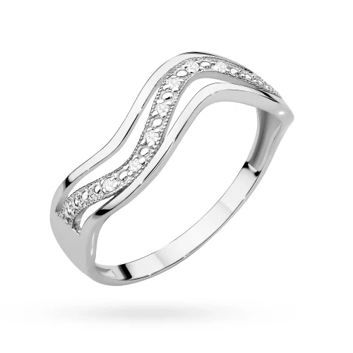 Pierścionek z białego złota z brylantami 0,06ct Galaktyki W116 próba 585 MARKO