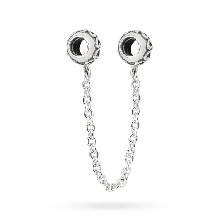 Srebrny łańcuszek zabezpieczający Charms serca L040-925 marko