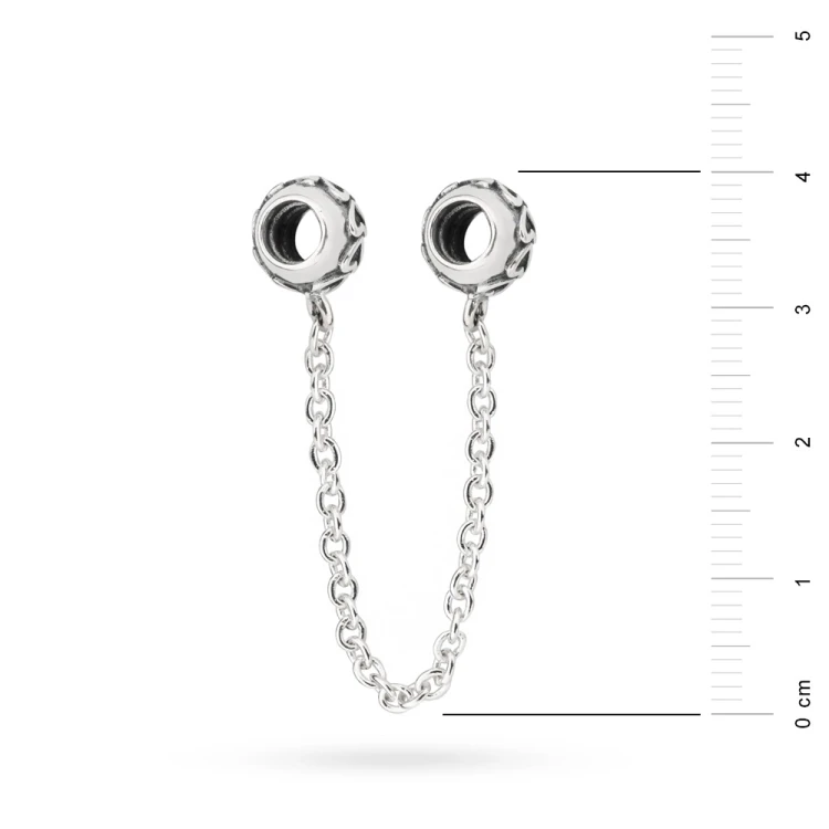Srebrny łańcuszek zabezpieczający Charms serca L040-925 marko