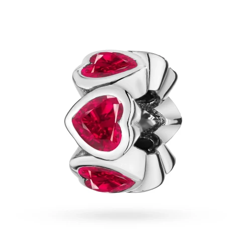 Srebrna zawieszka Charms serca czerwone cyrkonie Z123-925-C marko