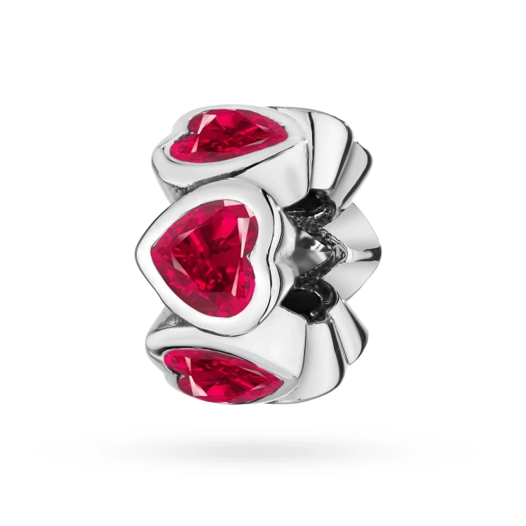 Srebrna zawieszka Charms serca czerwone cyrkonie Z123-925-C marko
