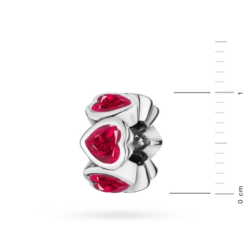 Srebrna zawieszka Charms serca czerwone cyrkonie Z123-925-C marko