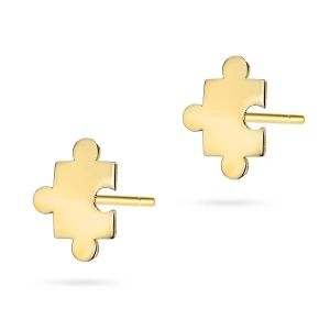 Złote kolczyki celebrytki puzzle JESO sztyft