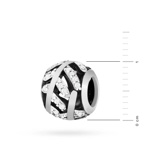 Srebrna zawieszka wisiorek Charms koralik zdobiony nacinany cyrkonie Z587-925-S marko