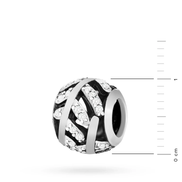 Srebrna zawieszka wisiorek Charms koralik zdobiony nacinany cyrkonie Z587-925-S marko