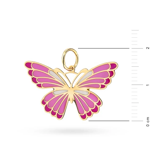 Złota zawieszka emaliowana motyl kolorowy różowy Z684-585-R marko