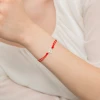 Bransoletka na czerwonym sznurku ze srebrnymi zawieszkami liść monstery Animo B1223-925-CS marko