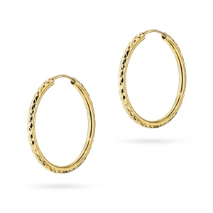 Złote kolczyki koła z diamentowaniem 24mm Jeso