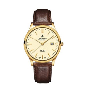 Męski zegarek Atlantic 62341.45.31 brązowy pasek ze skóry