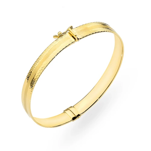 Złota sztywna bransoletka bangle diamentowane brzegi Sego