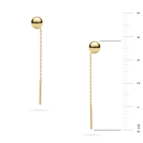 Złote kolczyki przewlekane kulki 5mm wiszące łańcuszek Iluvia K783-585 marko