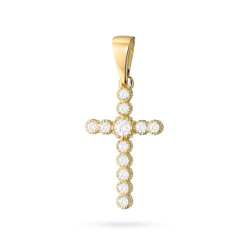 Krzyżyk z żółtego złota z brylantami D438-585-B0.32 marko