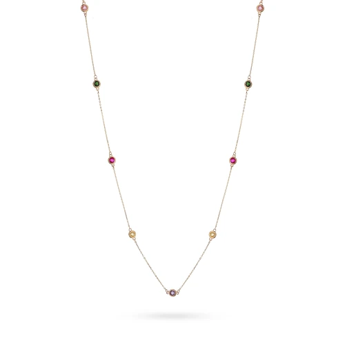 Złoty krótki naszyjnik kolorowe cyrkonie choker łańcuszek Supreni N179-585 marko