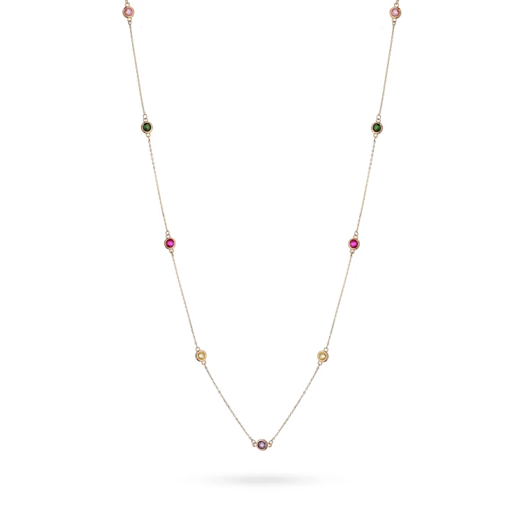 Złoty krótki naszyjnik kolorowe cyrkonie choker łańcuszek Supreni N179-585 marko