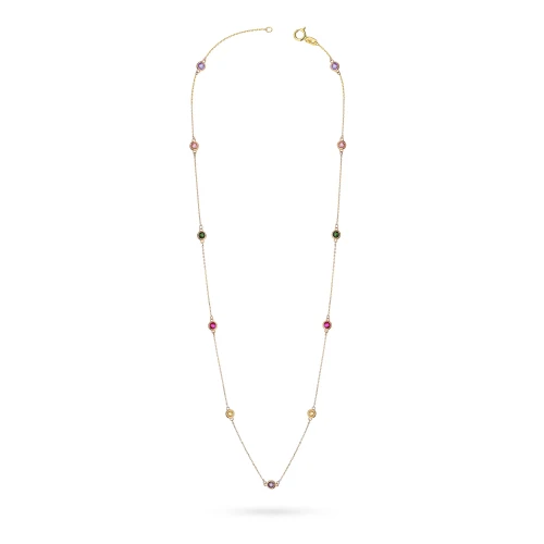 Złoty krótki naszyjnik kolorowe cyrkonie choker łańcuszek Supreni N179-585 marko
