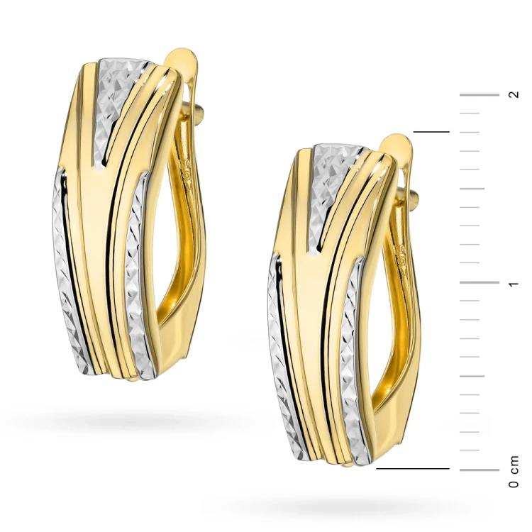 Złote kolczyki dwukolorowe z diamentowaniem K-GW-791-585 marko