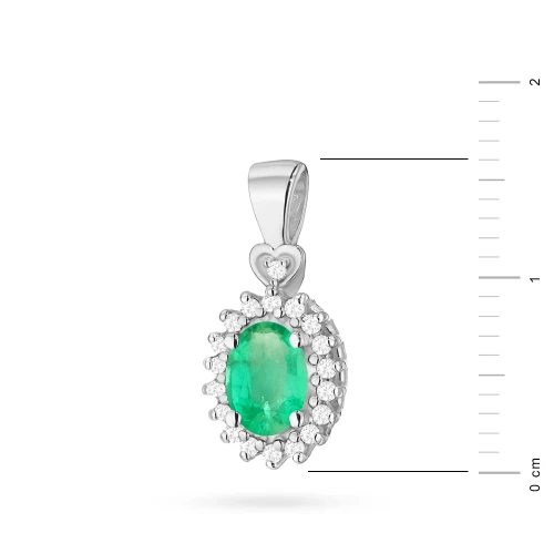 Zawieszka z białego złota ze szmaragdem i brylantami kwiatek markiza serce ZO-312-B585-SZ0.40 marko