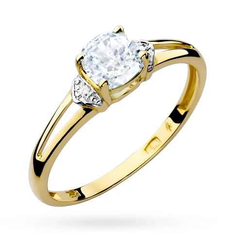 Złoty pierścionek z białymi cyrkoniami Kultowa P147-375-B marko