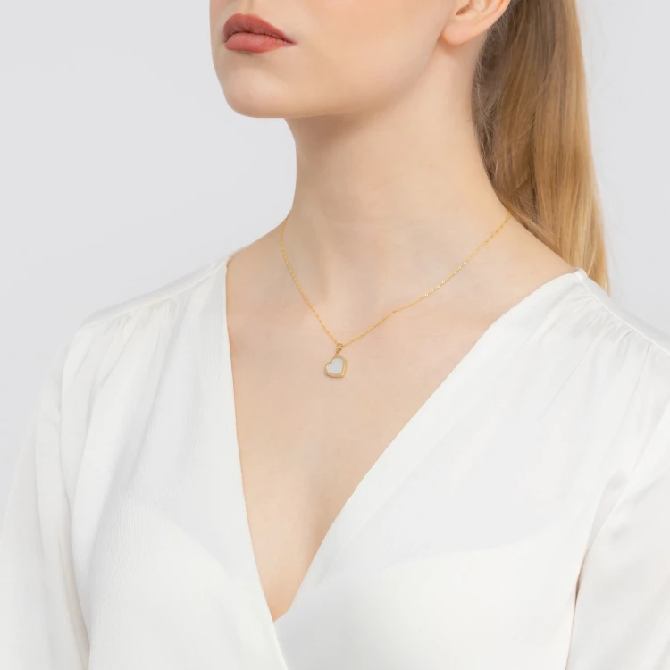 Złota zawieszka serce z masą perłową Farve Z-GW-320-585 marko