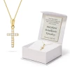 Srebrny pozłacany komplet zawieszka krzyżyk z cyrkoniami D070-925-BZ-L044 marko
