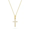 Srebrny pozłacany komplet zawieszka krzyżyk z cyrkoniami D070-925-BZ-L044 marko