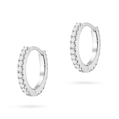 Srebrne kolczyki małe kółka 10mm z białymi cyrkoniami Kleur K1240-925-BS marko