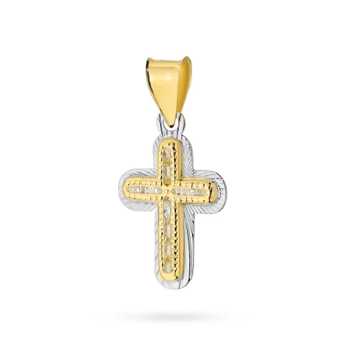 Złoty krzyżyk dwukolorowy diamentowany cyrkonie Soledo D144-585 marko