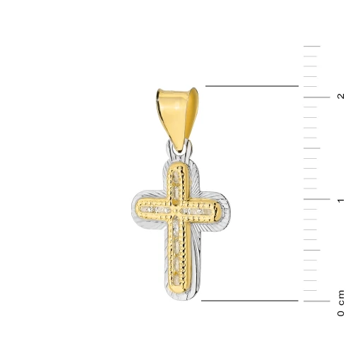Złoty krzyżyk dwukolorowy diamentowany cyrkonie Soledo D144-585 marko