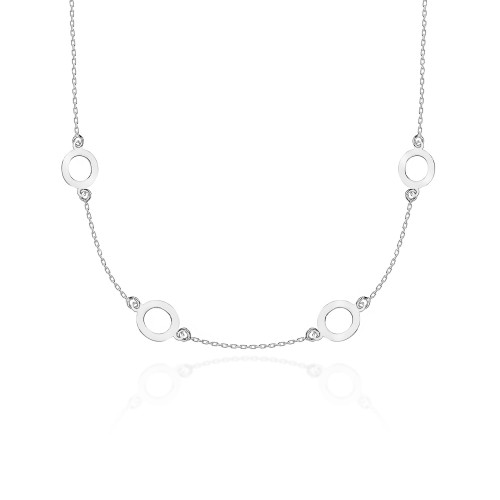 Srebrny dłuższy naszyjnik zawieszki ring N025-925-S MARKO